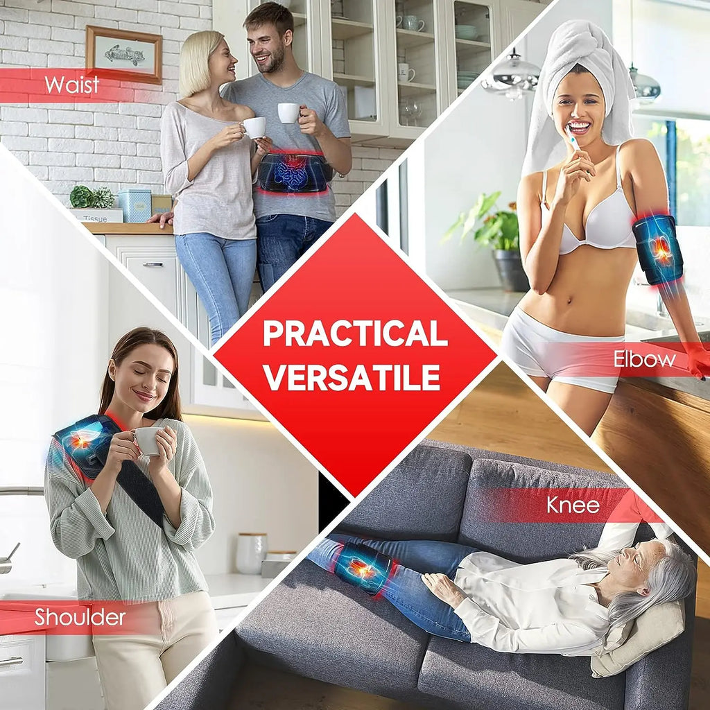 60-LED Red & Infrared Light Therapy Belt – 660nm/850nm Slimming Heat Pad for Waist & Body