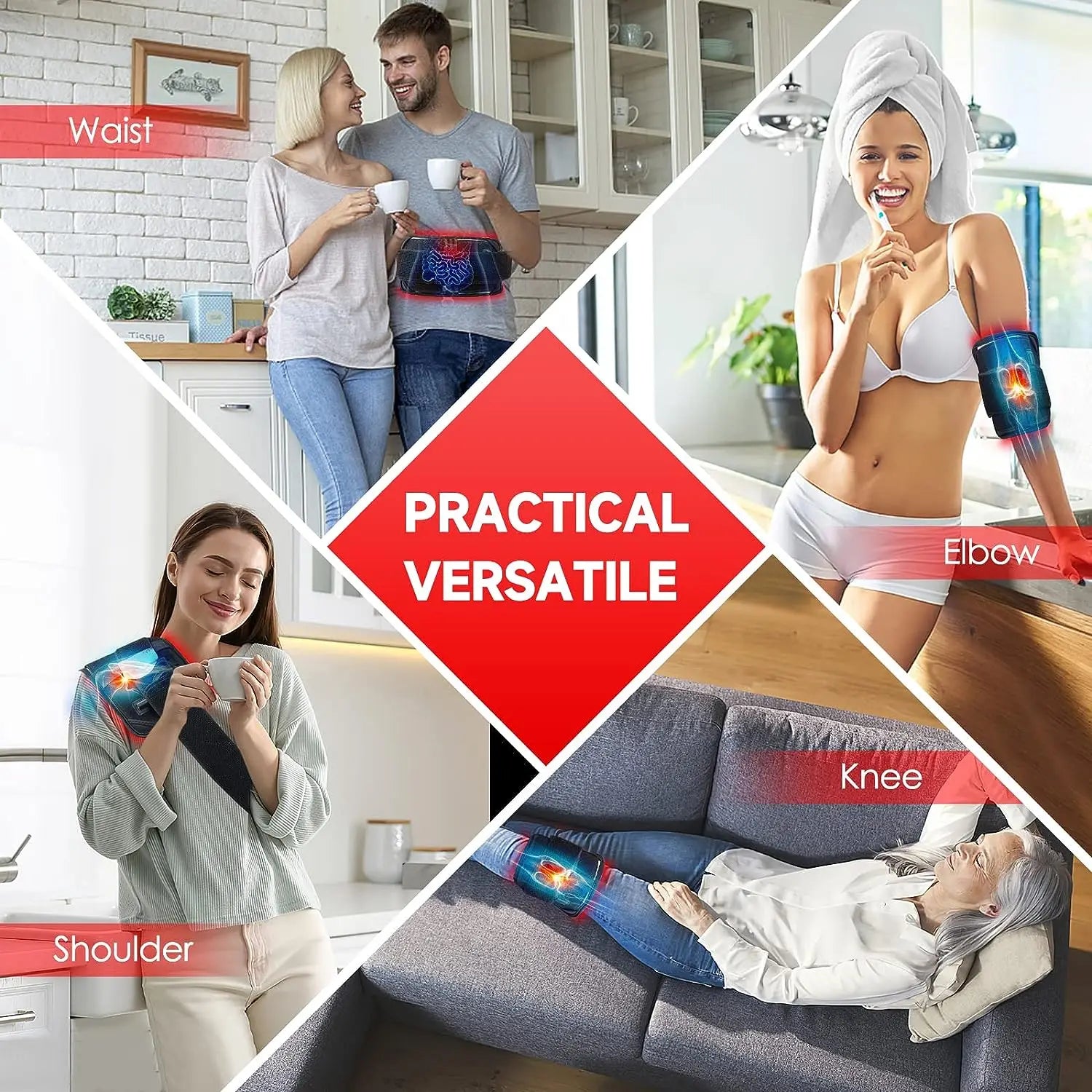 60-LED Red & Infrared Light Therapy Belt – 660nm/850nm Slimming Heat Pad for Waist & Body