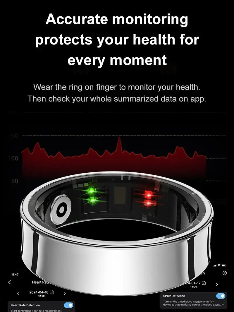 Smart Health Tracking Ring – Monitor Skin Temp, Track Sports, Waterproof