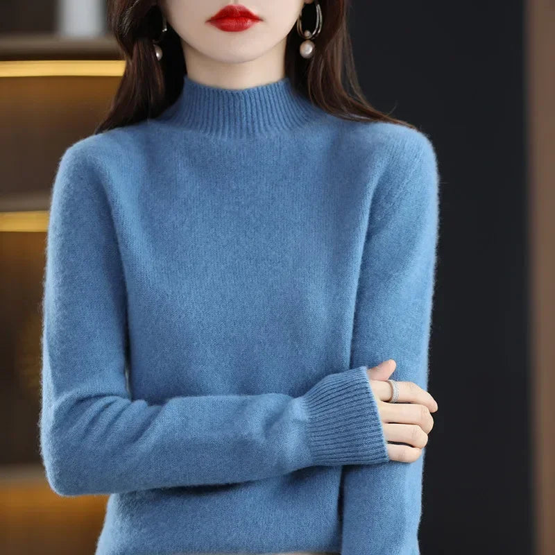Autumn Winter Women’s Korean Sweater – Warm Basic Knit Long Sleeve Pullover