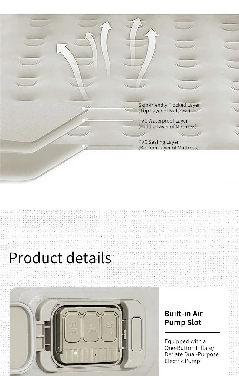 Self-Inflating Air Mattress – Built-In Pump, Ideal for Camping and Home