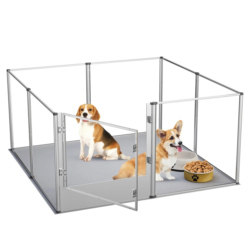 Acrylic Dog Playpen – Large Pet Enclosure with Waterproof Pad