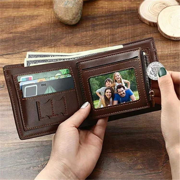 Custom Engraved Photo Wallet – Personalized Name Wallet for Him