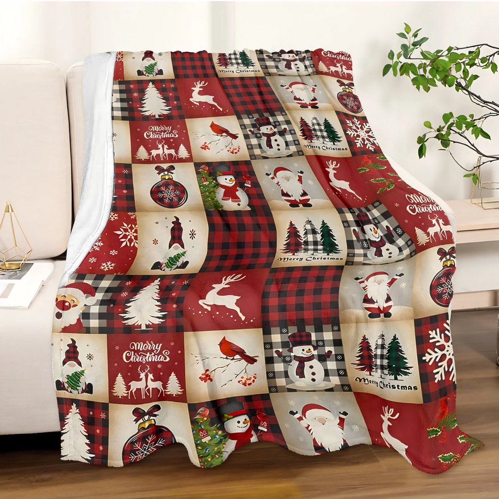 Cozy Christmas Flannel Blanket – Soft Throw for Home, Bed, or Sofa