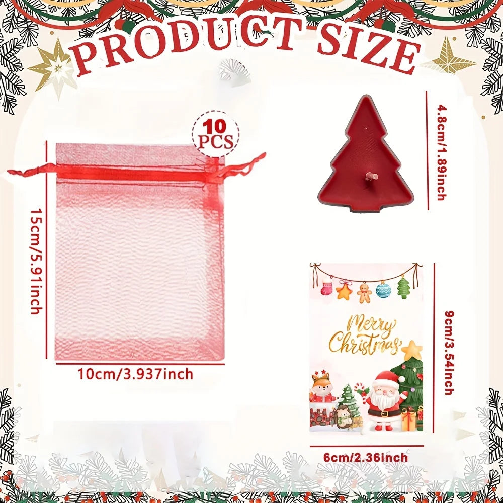 Holiday Christmas Candle Set – Festive Green and Red Candles with Gift Bags