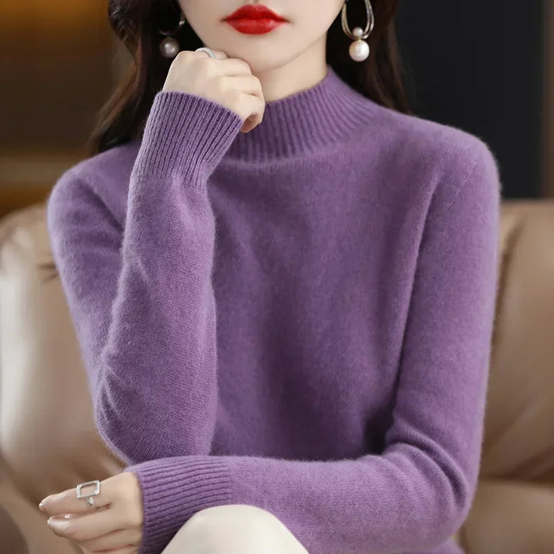 Autumn Winter Women’s Korean Sweater – Warm Basic Knit Long Sleeve Pullover