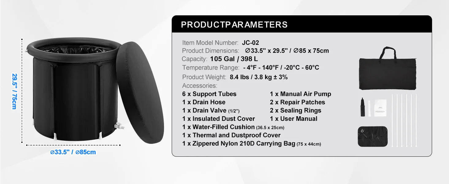 Portable Inflatable Ice Bath Tub – Cold Plunge Pool for Recovery