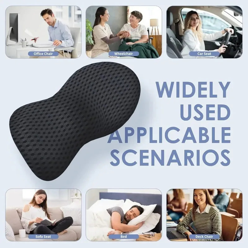 Memory Foam Lumbar Pillow – Ergonomic Back Support for Chair or Car