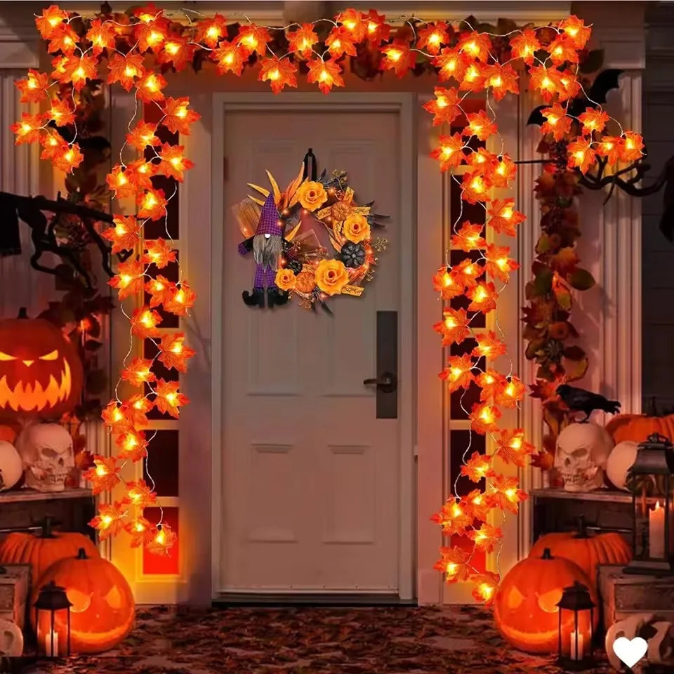 LED Maple Leaf Garland – Halloween & Fall String Lights