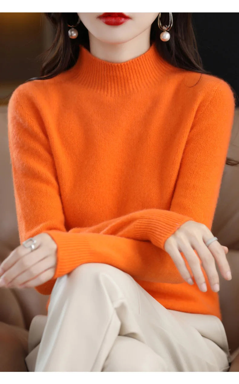 Autumn Winter Women’s Korean Sweater – Warm Basic Knit Long Sleeve Pullover