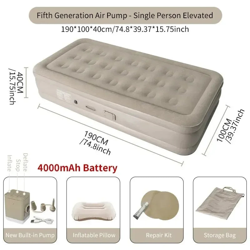 Self-Inflating Air Mattress – Built-In Pump, Ideal for Camping and Home