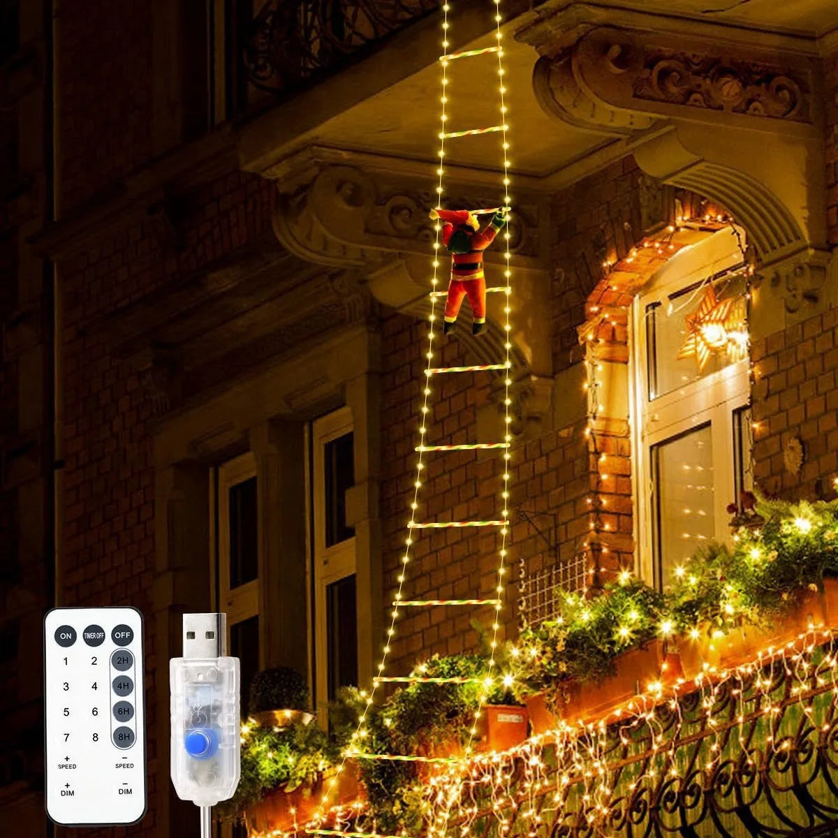 Festive Santa Climber – USB LED Light for Christmas Décor