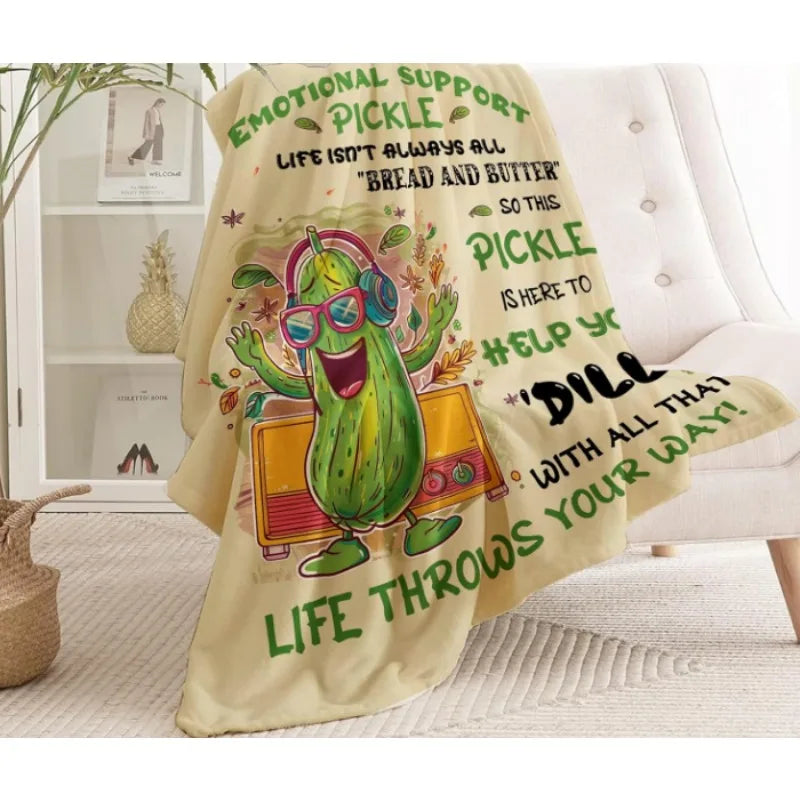 Emotional Support Pickle Blanket – Funny Gift for Friends & Home Decor
