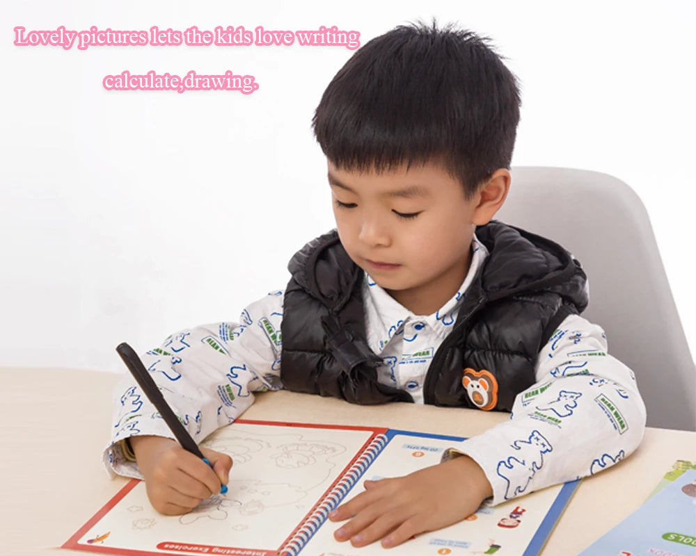 4pcs Reusable Magic Copybook Set for Kids – Handwriting Practice & Groove Guide