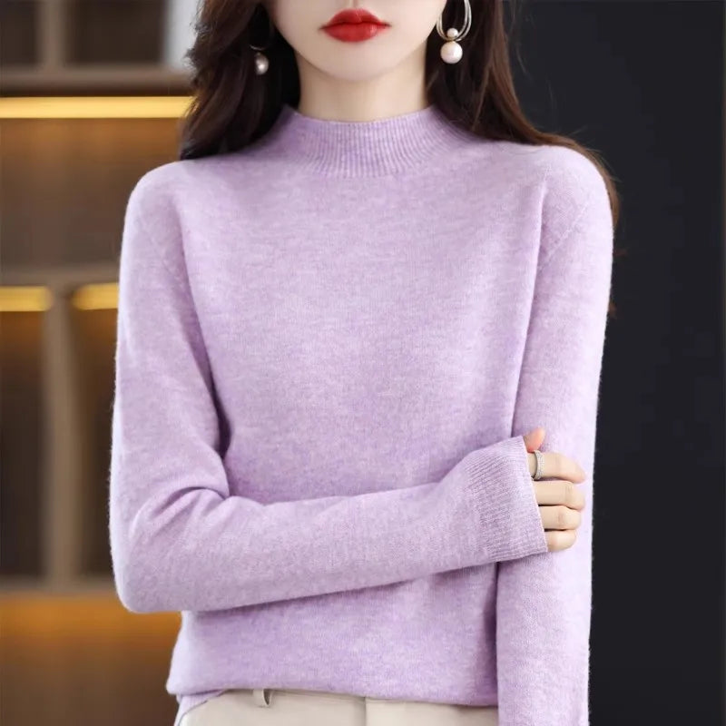 Autumn Winter Women’s Korean Sweater – Warm Basic Knit Long Sleeve Pullover