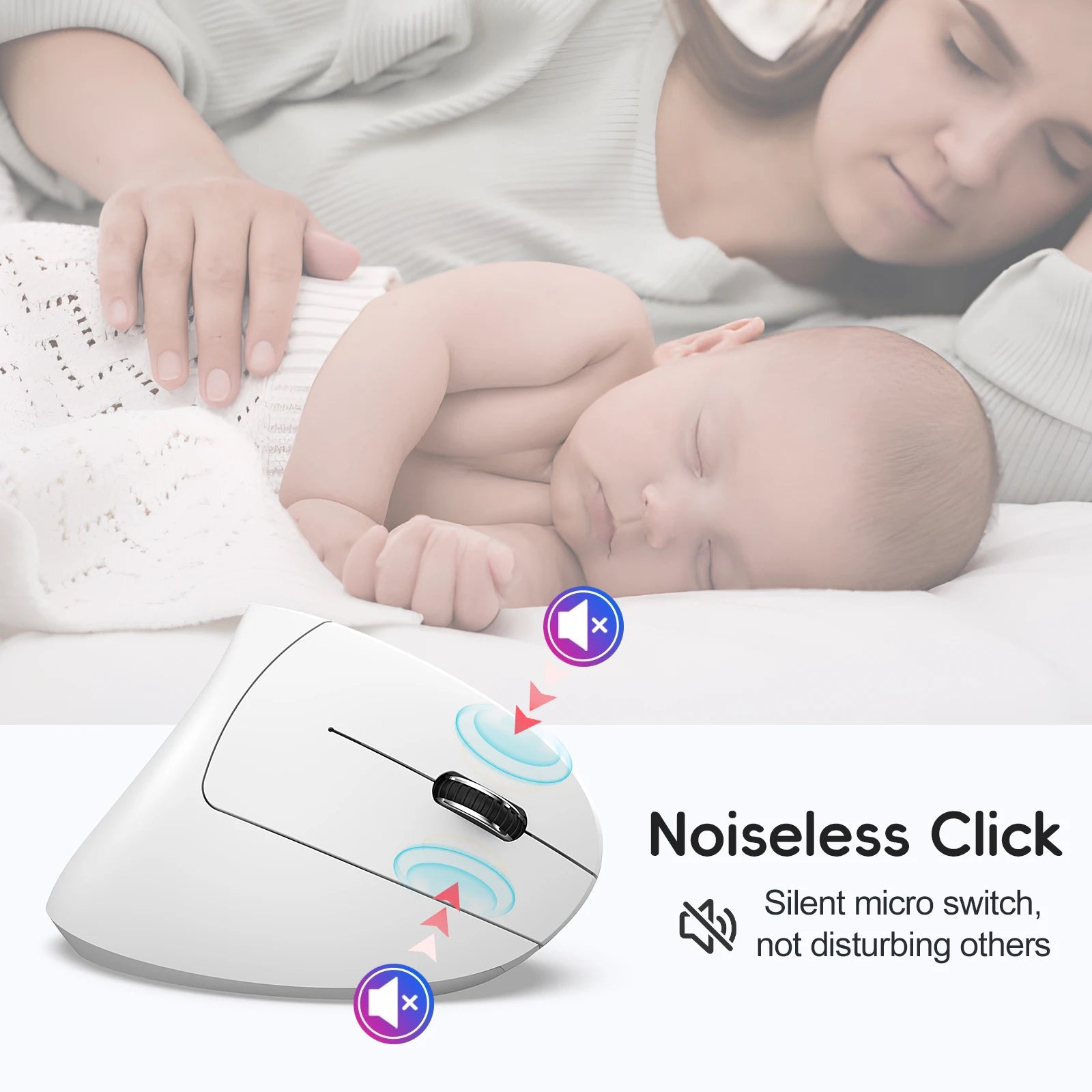 2025 HXSJ Dual-Mode Vertical Ergonomic Mouse, 600mAh Rechargeable 2400DPI Type-C Wireless Mouse for PC