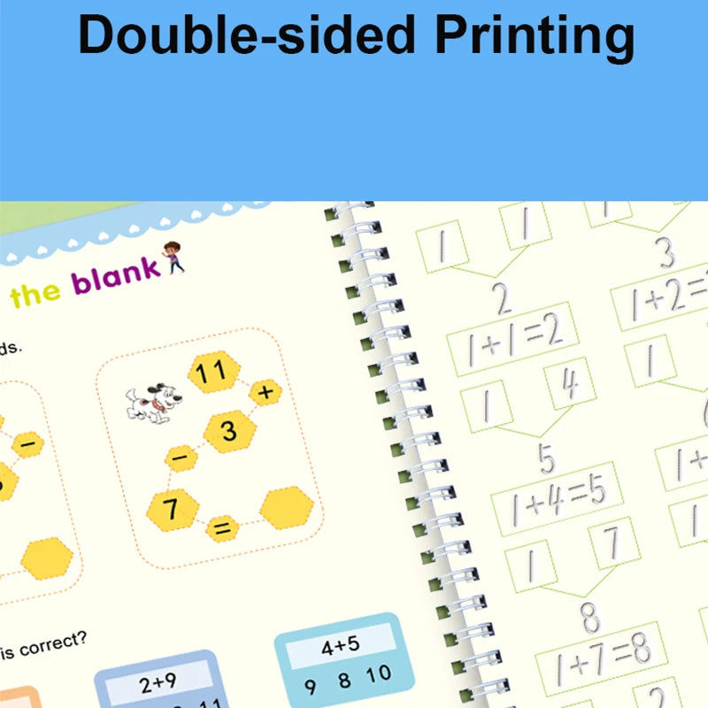 4pcs Reusable Magic Copybook Set for Kids – Handwriting Practice & Groove Guide