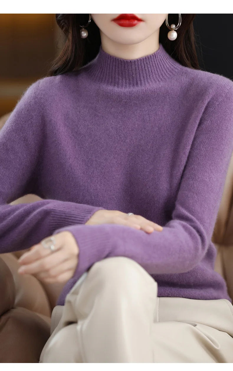 Autumn Winter Women’s Korean Sweater – Warm Basic Knit Long Sleeve Pullover