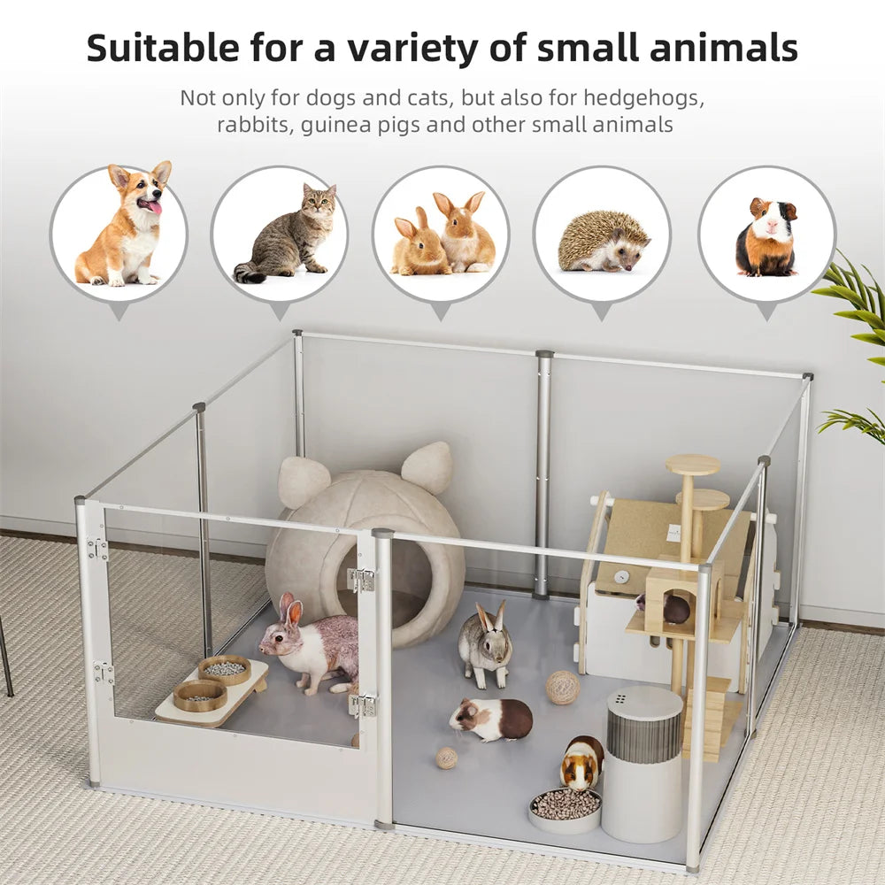 Acrylic Dog Playpen – Large Pet Enclosure with Waterproof Pad