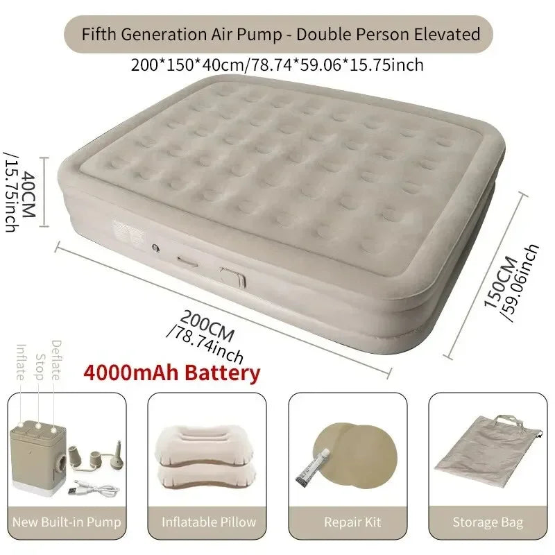 Self-Inflating Air Mattress – Built-In Pump, Ideal for Camping and Home