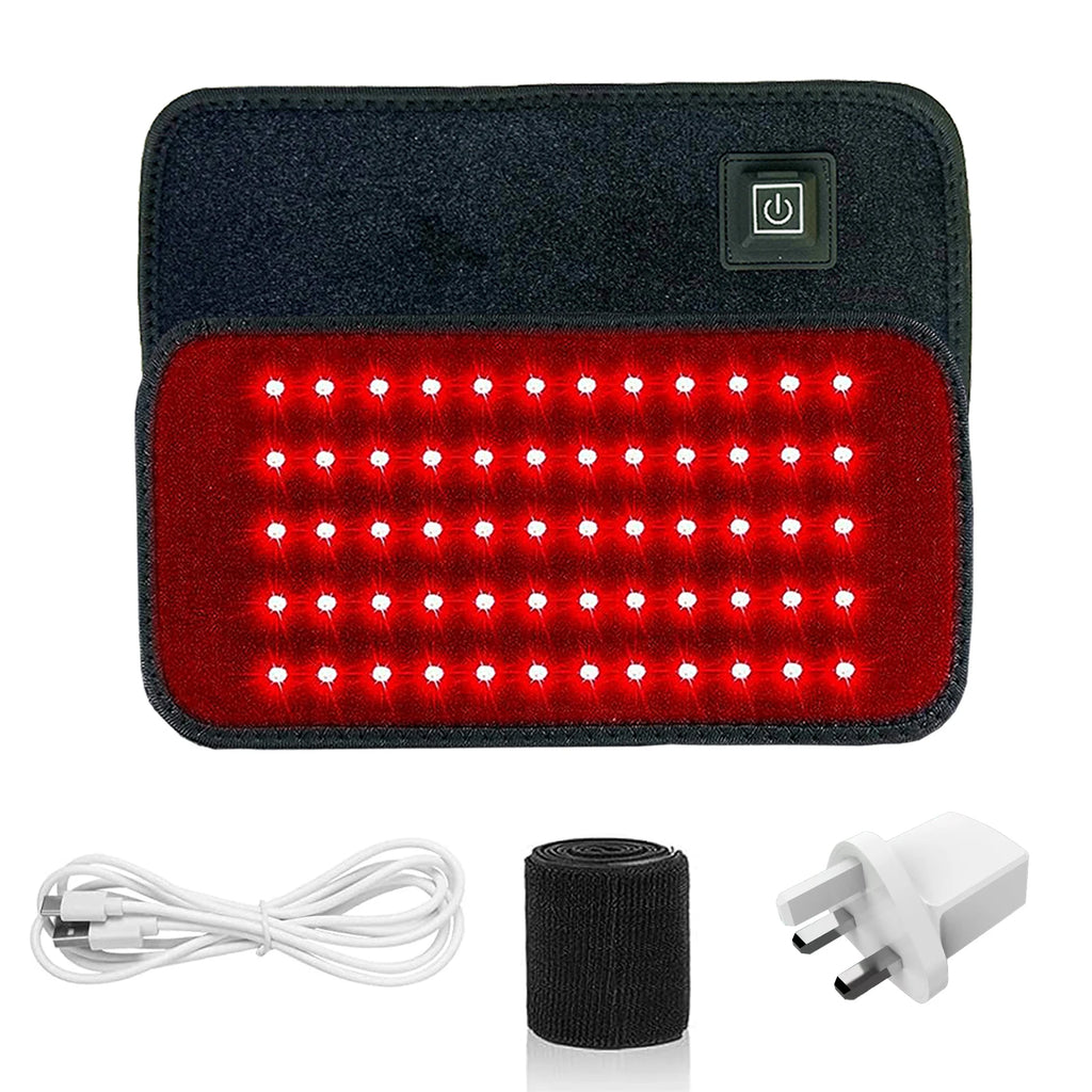 60-LED Red & Infrared Light Therapy Belt – 660nm/850nm Slimming Heat Pad for Waist & Body