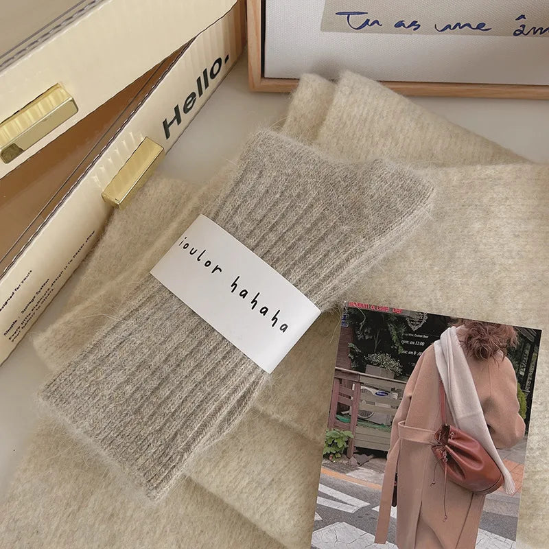 Cozy Velvet Winter Socks for Women – Warm Mid-Tube Cashmere with Stripes