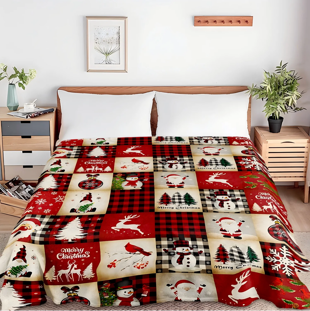 Cozy Christmas Flannel Blanket – Soft Throw for Home, Bed, or Sofa