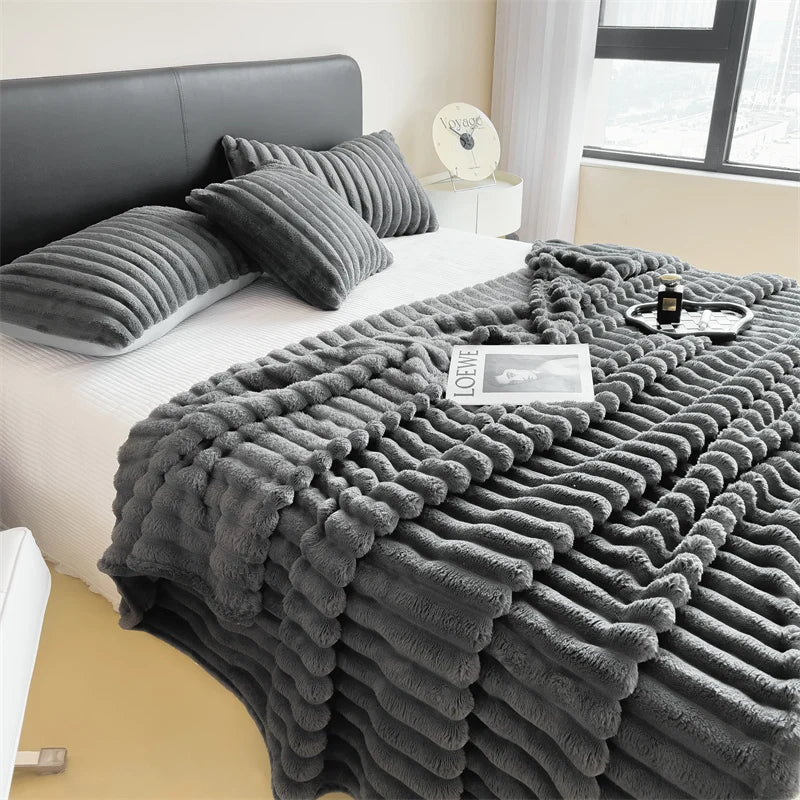 Multifunctional Striped AC Blanket – Bed, Nap, or Pet Use