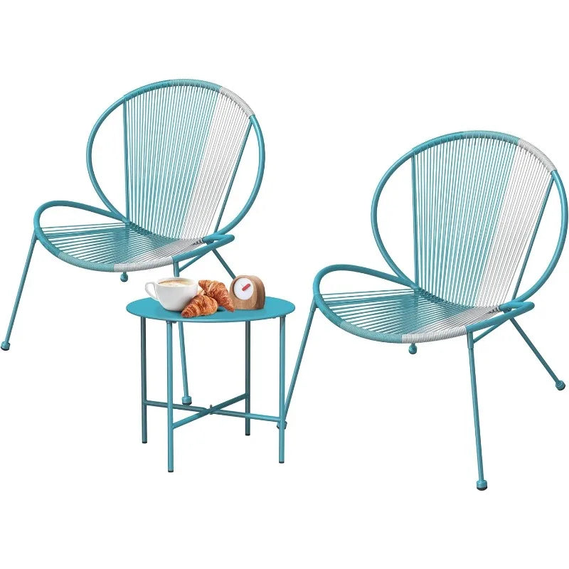 Acapulco Outdoor Patio Set – 2 Wicker Chairs and Coffee Table