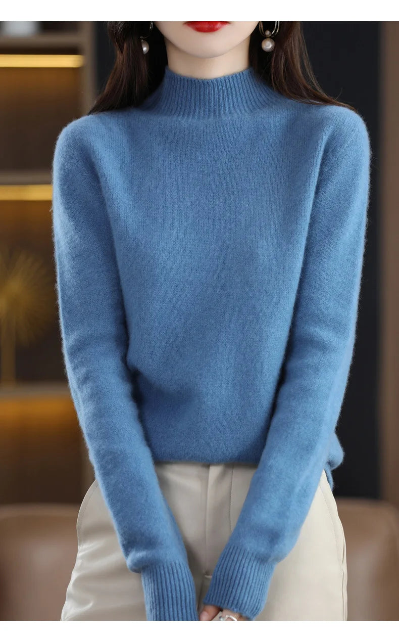 Autumn Winter Women’s Korean Sweater – Warm Basic Knit Long Sleeve Pullover