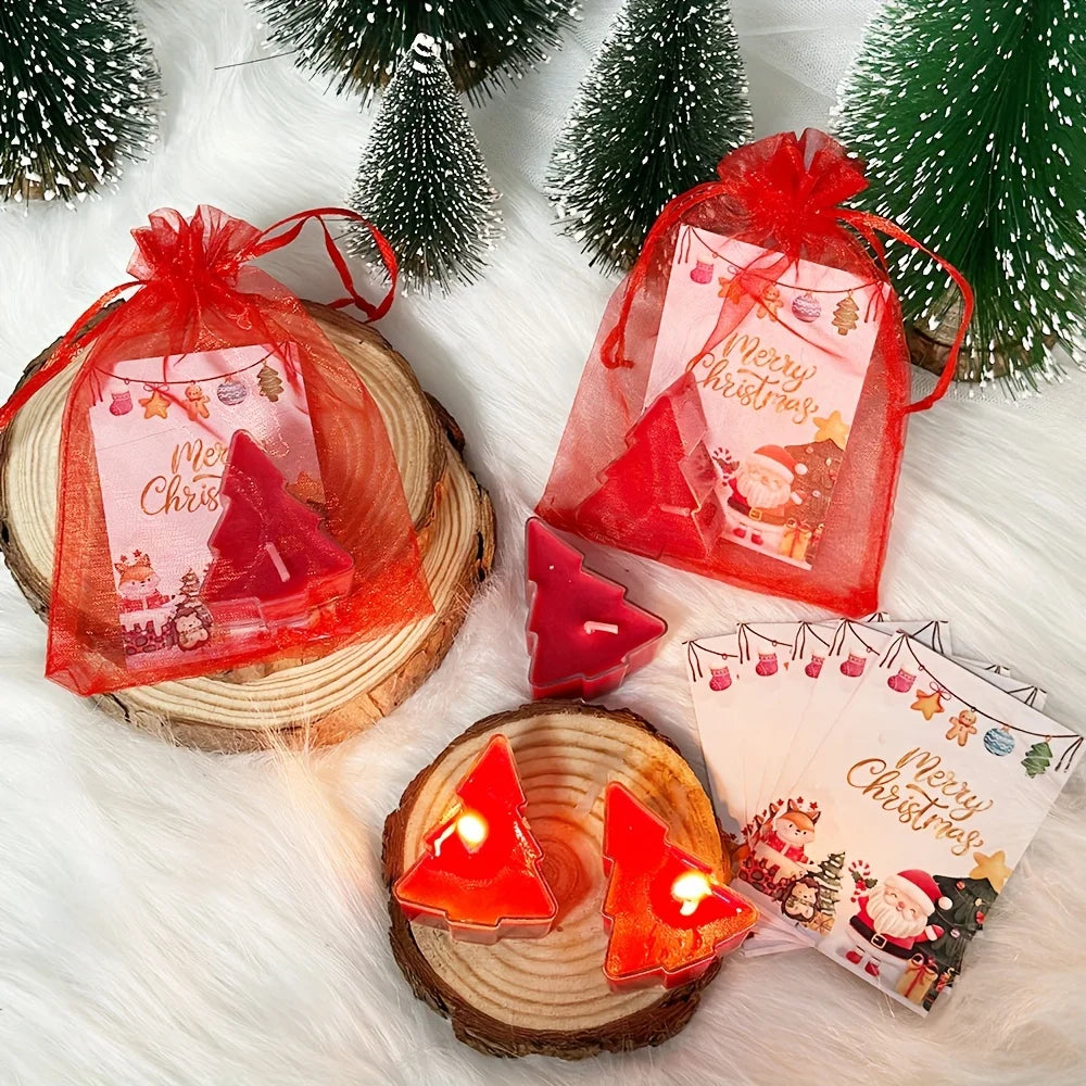 Holiday Christmas Candle Set – Festive Green and Red Candles with Gift Bags