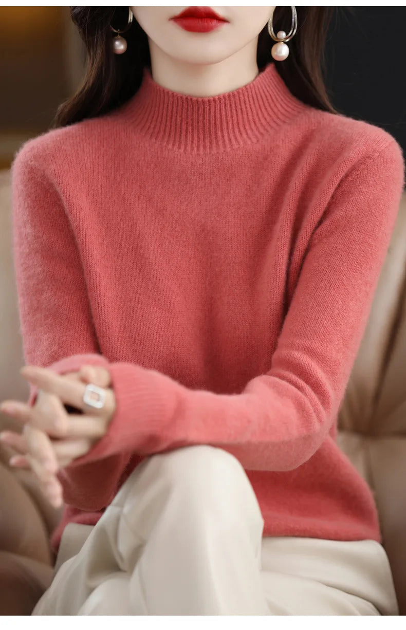 Autumn Winter Women’s Korean Sweater – Warm Basic Knit Long Sleeve Pullover