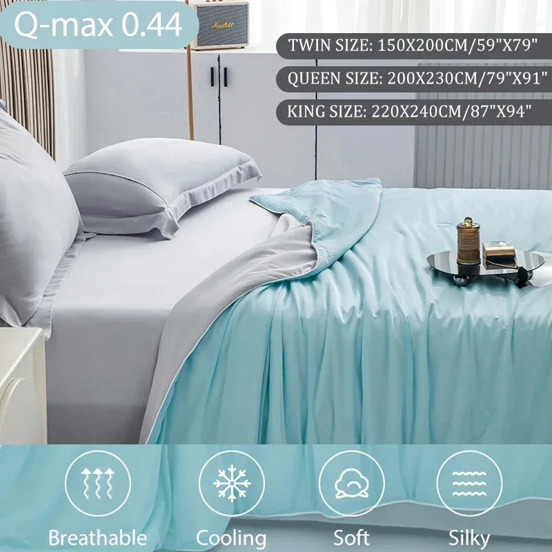 Ultra-Soft Ice Silk Summer Cooling Blanket – Lightweight & Breathable Comforter