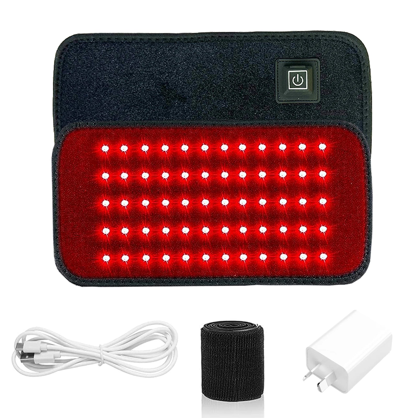 60-LED Red & Infrared Light Therapy Belt – 660nm/850nm Slimming Heat Pad for Waist & Body