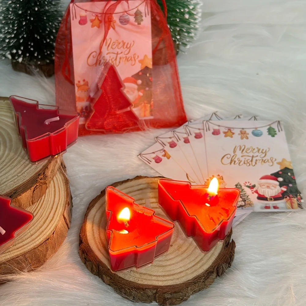 Holiday Christmas Candle Set – Festive Green and Red Candles with Gift Bags
