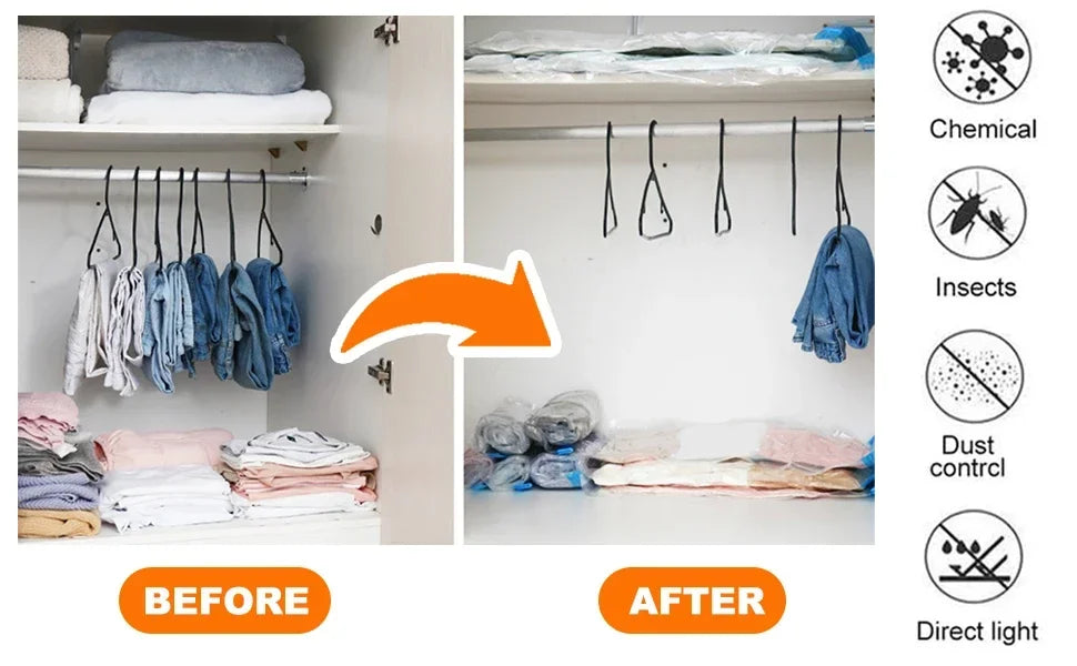 Clothes Vacuum Storage Bags – Travel Compression Organizer