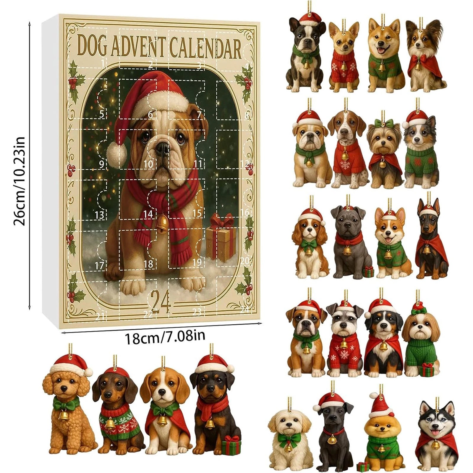 Dog Christmas Advent Calendar – Acrylic Pendant Countdown for Dog Lovers