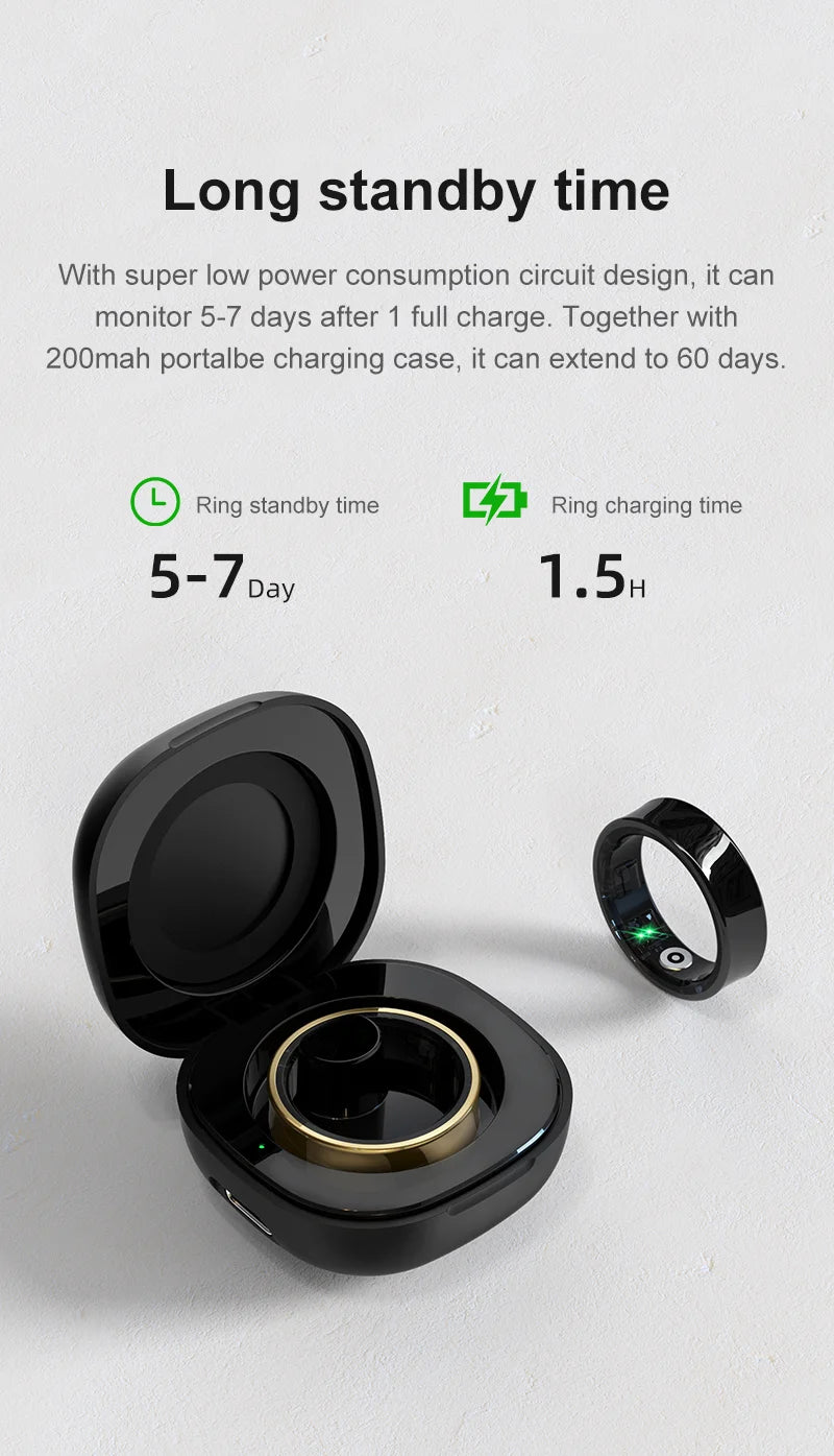 Smart Health Tracking Ring – Monitor Skin Temp, Track Sports, Waterproof