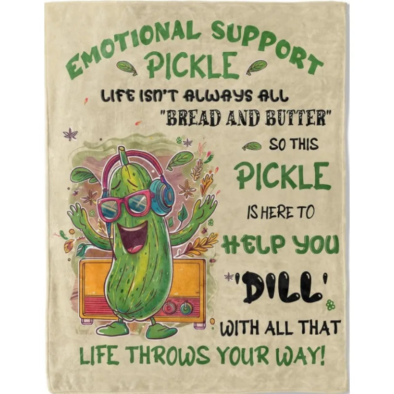 Emotional Support Pickle Blanket – Funny Gift for Friends & Home Decor
