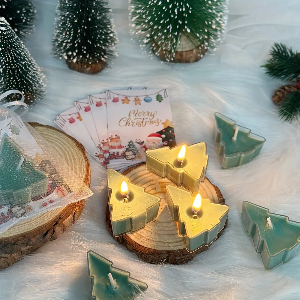 Holiday Christmas Candle Set – Festive Green and Red Candles with Gift Bags