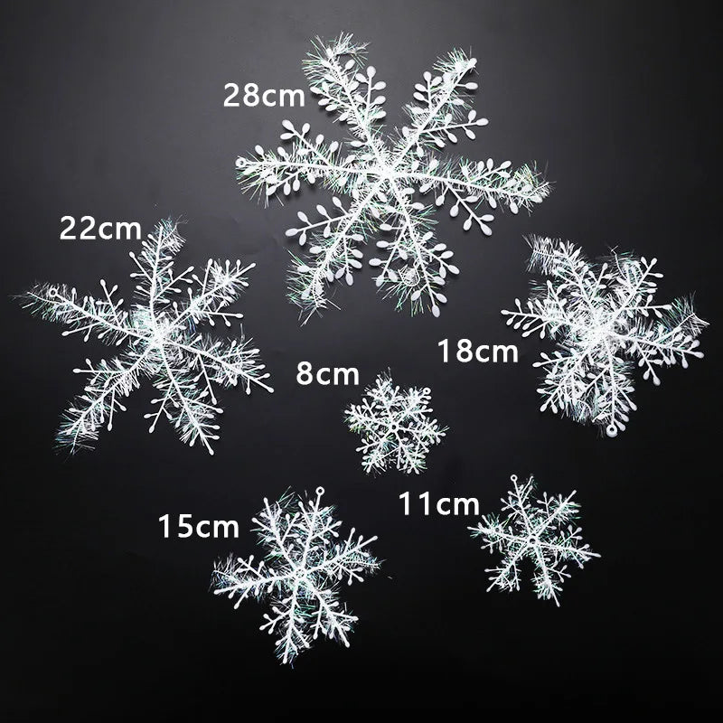Glitter Snowflake Ornaments – Festive White Decorations for Christmas Tree and Home