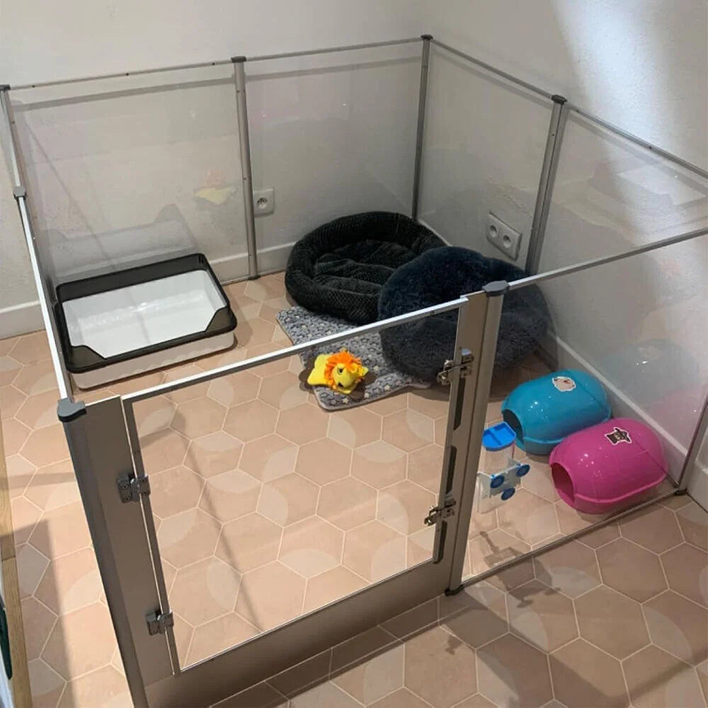 Acrylic Dog Playpen – Large Pet Enclosure with Waterproof Pad
