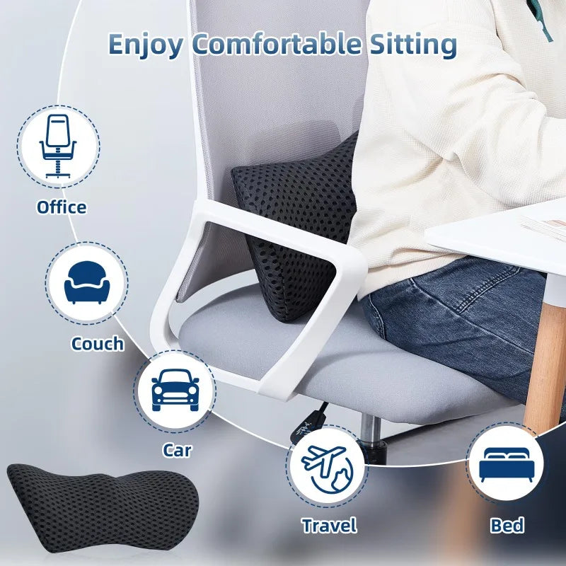 Memory Foam Lumbar Pillow – Ergonomic Back Support for Chair or Car