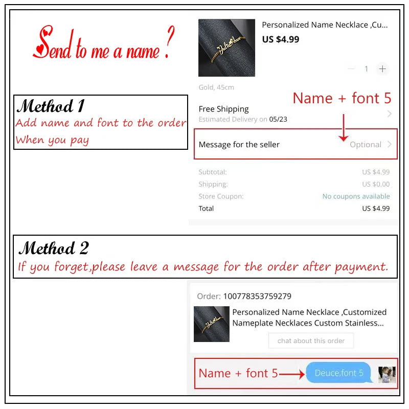 Custom Name Necklace – Stainless Steel Letter Pendant