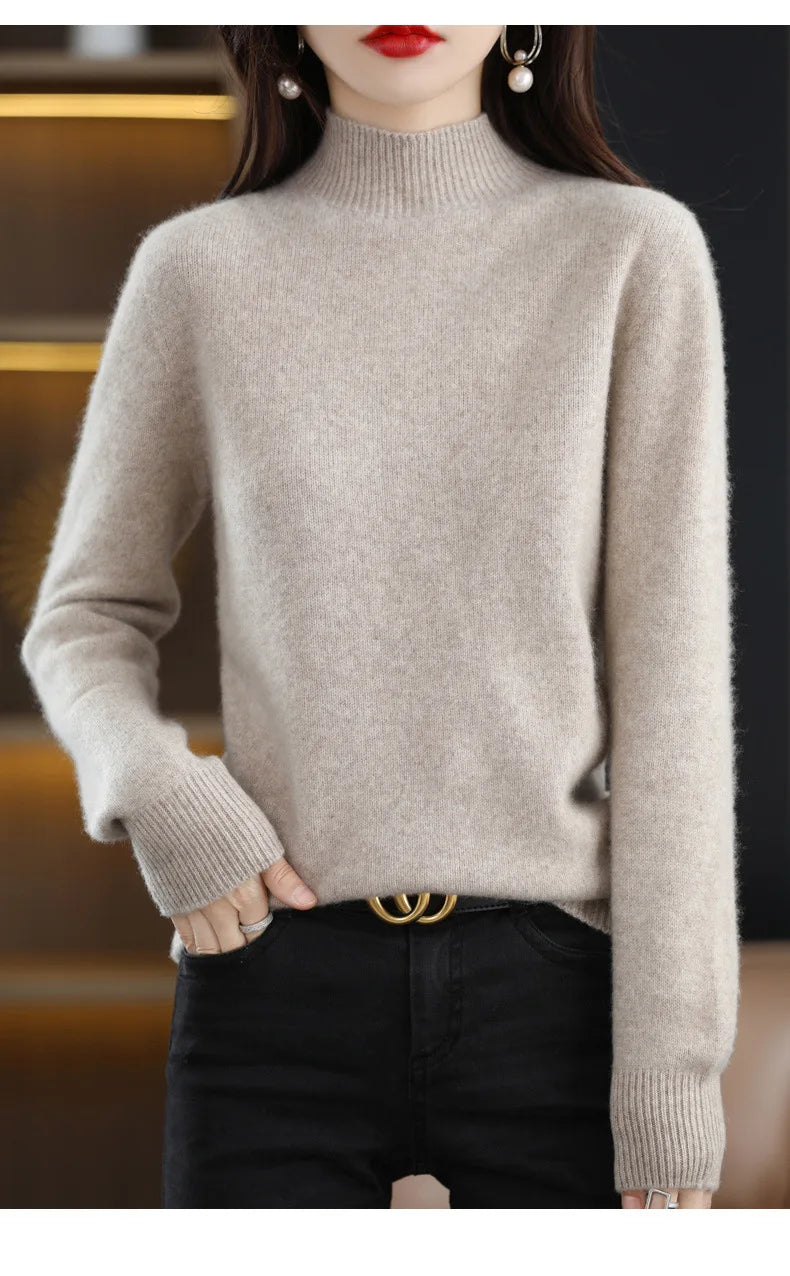 Autumn Winter Women’s Korean Sweater – Warm Basic Knit Long Sleeve Pullover