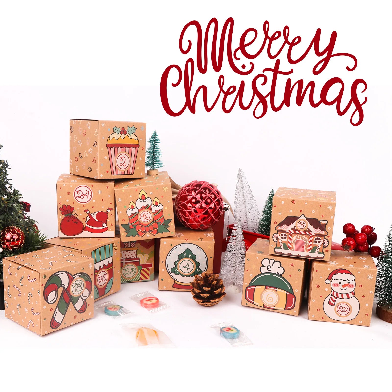 DIY Kraft Paper Advent Calendar – Christmas Gift Boxes Set
