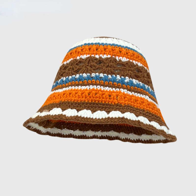 Crochet Flower Bucket Hat – Knitted Y2K Beanie for Women