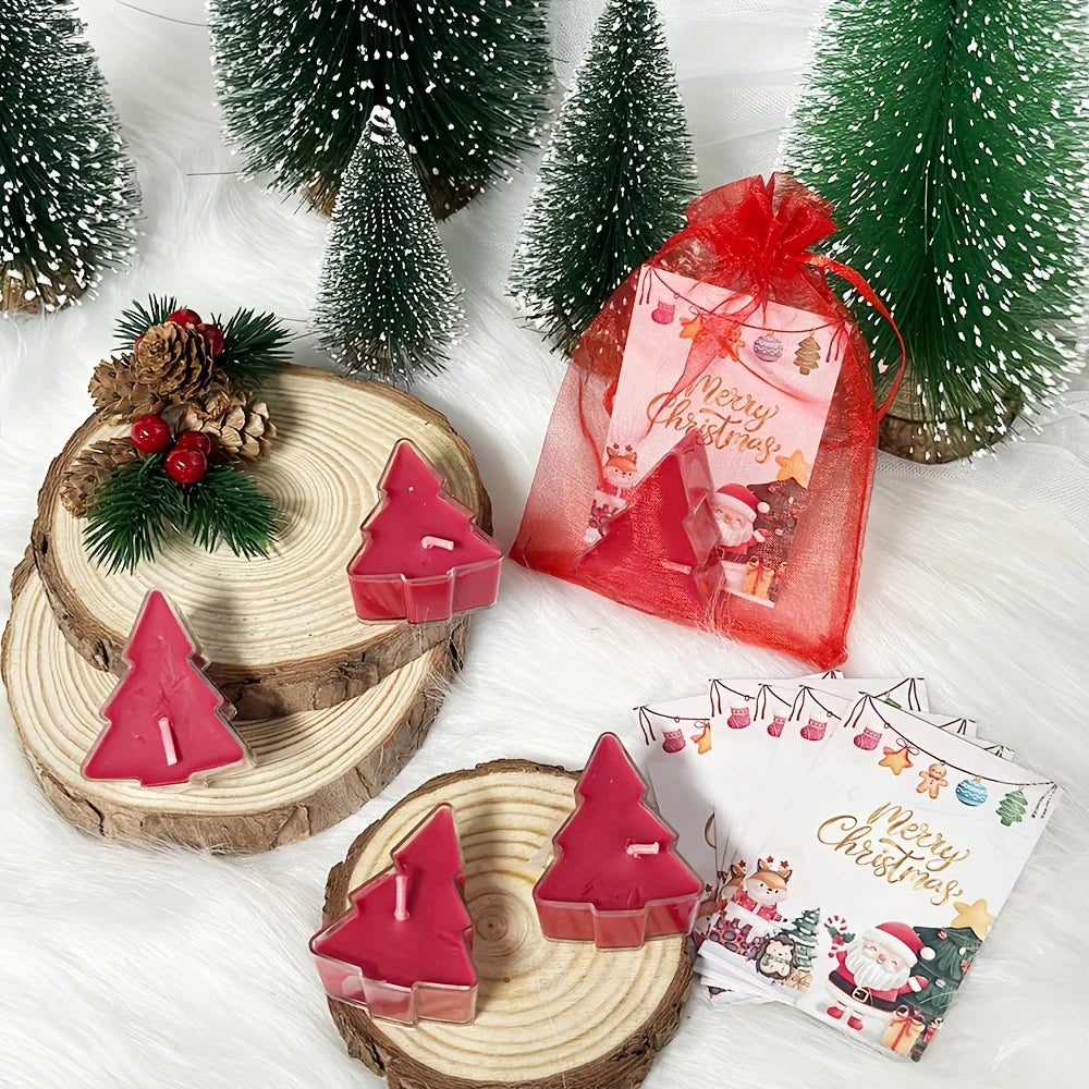 Holiday Christmas Candle Set – Festive Green and Red Candles with Gift Bags
