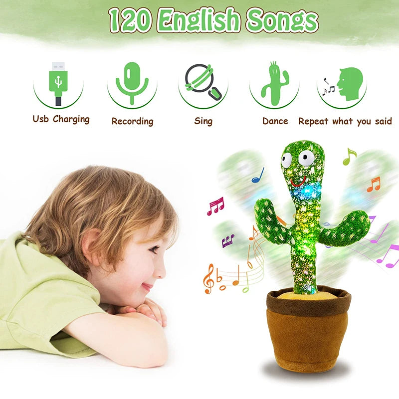 Interactive Dancing Cactus Plush Toy – LED Music Fun for Kids