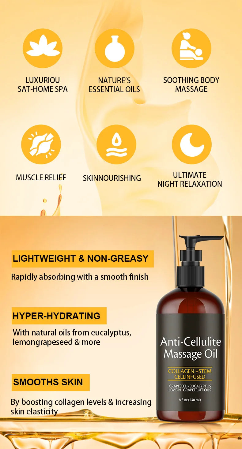Anti-Cellulite Massage Oil – Collagen & Stem Cell Body Treatment